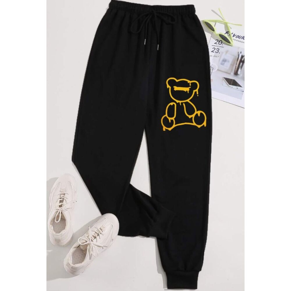 MOOSTA Bear Print Drawstring Waist Sweatpants